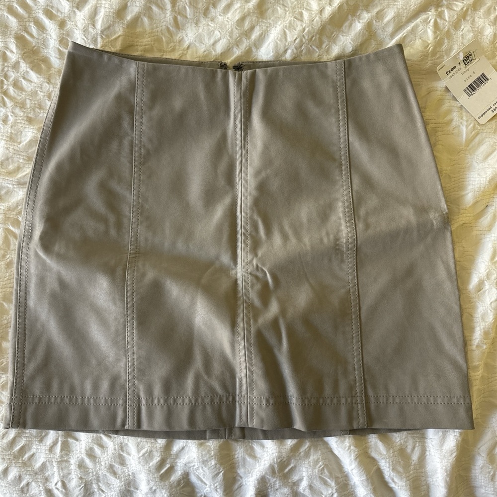 Gray leatherish Free People mini skirt